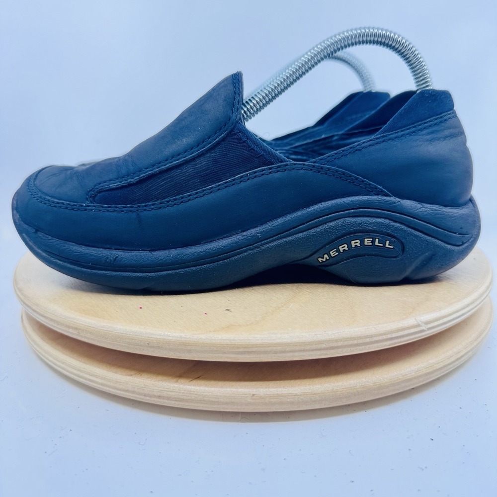 Merrell Treviso Moc Womens 5.5 Navy Gray Nubuck Slip On Comfort Casual Shoes